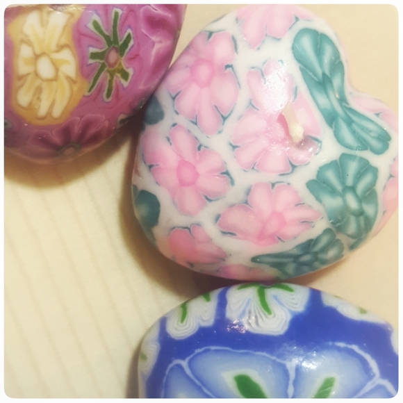 *SOLD* SET 6 vtg Millefiori floating heart candles - Picture 4 of 8